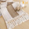 FEXIA Boho Table Runner with Tassels – 72-Inch Farmhouse Rustic Macrame Burlap Table Runner for Thanksgiving, Christmas, Living Room, or Bridal Shower Decor (12×72 Inches)