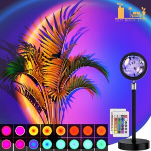 Sunset Projection LED Lamp with Remote – 16 Colors, 360° Rotating Night Light with 4 Modes for Photography, Selfies, Parties, Home, Living Room, Bedroom Decor – Perfect Gift for Women