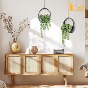 Der Rose 2-Pack Artificial Hanging Succulent Plants – Faux Indoor Plants for Boho Wall Decor